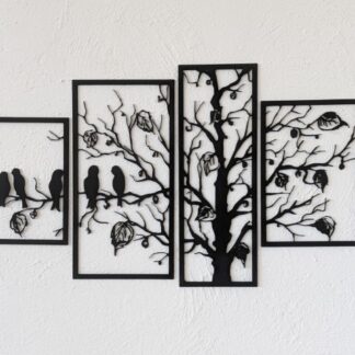 Árbol con pájaros (4 piezas)