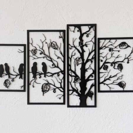 Árbol con pájaros (4 piezas)