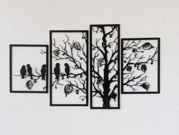 Árbol con pájaros (4 piezas)